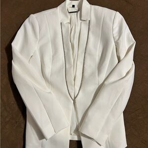White House Black Market white blazer with silver accents